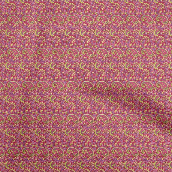 oneOone Cotton Flex Red Fabric Paisley Sewing Material Print Fabric By The Yard 40 Inch Wide