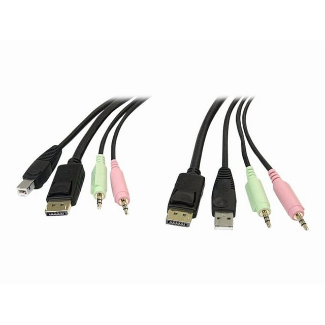 StarTech.com 6ft 4-in-1 USB DisplayPort�� KVM Switch Cable w/ Audio & Microphone (DP4N1USB6) - Video / USB / audio cable - USB, mini-phone stereo 3.5 mm, DisplayPort (M) to USB, mini-phone stereo 3.5 mm, DisplayPort (M) - 6 ft - molded - black - for P/N: SV231DPU, SV231DPUA