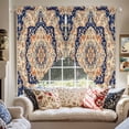 thumbnail image 2 of Vintage Floral Swag Valances for Windows 2 Pack Navy Orange Classical Bohemian Style Swag Kitchen Curtains 36 Inches Long Rod Pocket Short Window Treatment for Kitchen Bathroom 28"x36", 2 of 8
