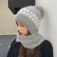 thumbnail image 1 of Gorro de mujer otoño e invierno versátil lindo gorro de punto a prueba de frío protección para los oídos protección para el cuello gorro de lana engrosado bufanda gorro integrado, 1 of 6