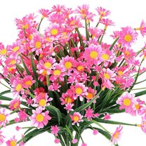 Gerich 1 Bundles Artificial Daisies,Daisy Poms Bouquet Fake Flowers Porch Home Wedding Decor,Pink