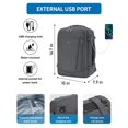 thumbnail image 3 of Mochila de viaje ECOHUB de 17 pulgadas con puerto USB y funda para equipaje, color gris, 3 of 8