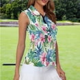 thumbnail image 2 of Garronmavis Golf Shirt for Women Sleeveless Collared Tennis Shirts 1/4 Zip Workout Casual Hiking Shirts Womens Floral Golf Shirt, Hawaiian Floral, Size XS, 2 of 7