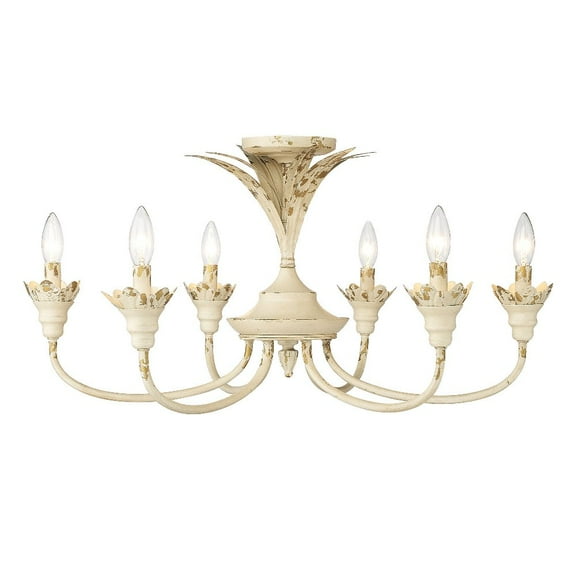 Golden Lighting Lillianne 6-light Semi-Flush Mount in Antique Ivory