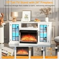 thumbnail image 6 of Historyli 59 in 3 Sided Glass Fireplace TV StandRustic Media Console with LED Lights Glass Door Storage,12 Colors LED Lights Flame,(24-Inch Three-Sided Glass Fireplace + 59-Inch Wooden Cabinet),White, 6 of 7