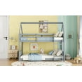 thumbnail image 6 of Twin Over Twin House Floor Bunk Bed with Headboards, Footboards and Guardrails, Ladder, Rubber Wood Bunk Bed with Safety Guardrails,Light Grey, 6 of 9