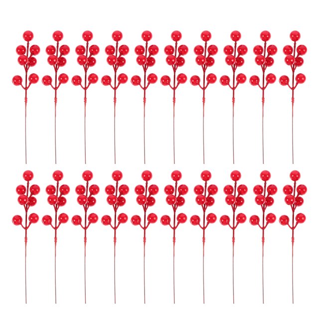 20pcs simulación bayas ramita vástago falso burdeos festivo baya pick decor