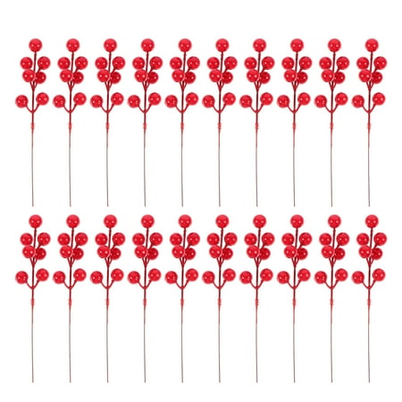 

20pcs Simulation Berries Twig Stem Fake Burgundy Festive Berry Pick Decor