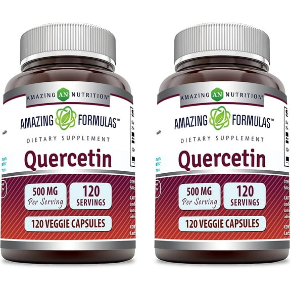 Amazing Formulas Quercetin 500 Mg 120 Veggie Capsules Supplement - Non-GMO - Gluten Free - Pack of 2
