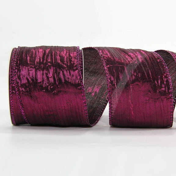 XmhyTop-A 10 Yards Wired Crinkled Ribbon, 6.3cm Wide Polyester Decorative Ribbon for Christmas, Gift Wrapping, Wreaths Wedding Decor,Purple