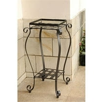 International Caravan 3446-27-RT-BN Iron Square Plant Stand, Rustic Brown
