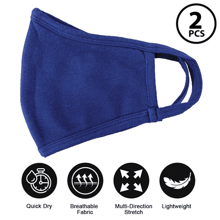 (2 Pack ) Fashion Washable Reusable Soft Double Layers Cotton Face Covering Mask Adults Blue - Made In USA