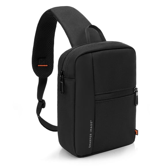 Sharper Image Signature Crossbody Bag, Water Resistant Sling Backpack, Daypack Shoulder / Chest Bag for Travel, Hiking, Outdoor, Black