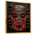 thumbnail image 2 of Designart "Ancestral Masks in Crimson III" People Framed Wall Art - Global Red African Mask Living Room Framed Canvas Art, 2 of 6
