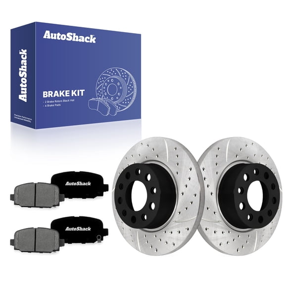 AutoShack Rear Brake Rotors & Premium Pads for Jeep, Compass 2018-2023, 2025, AWD FWD L4 2.0L 2.4L - E-Coated Drilled & Slotted - ShadowGuard - 10.94" (278 mm), 5-Lug