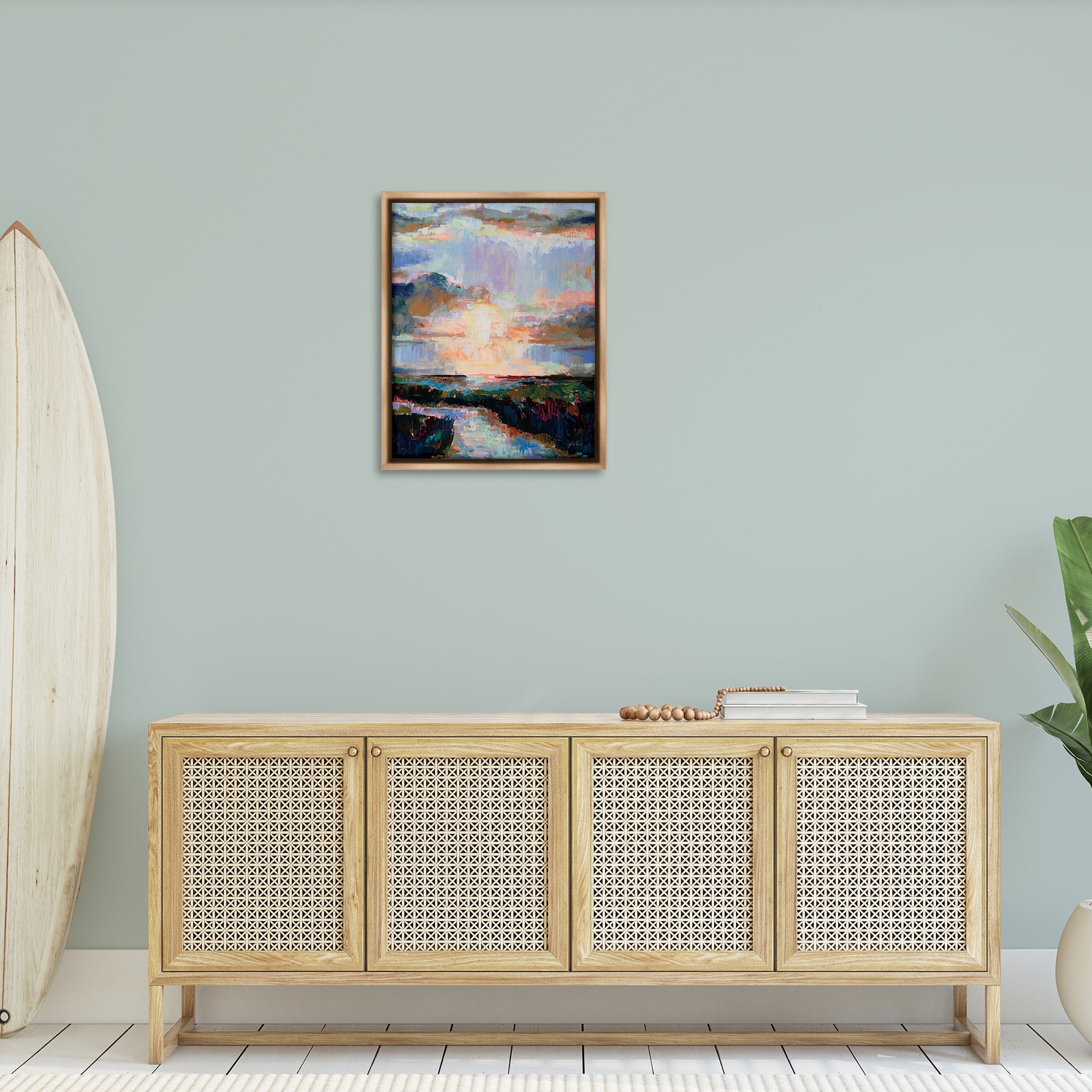 Stupell Industries Sunlit Tide Abstract Abstract Painting Brown Floater Framed Canvas Art Print Wall Art, 25 x 31