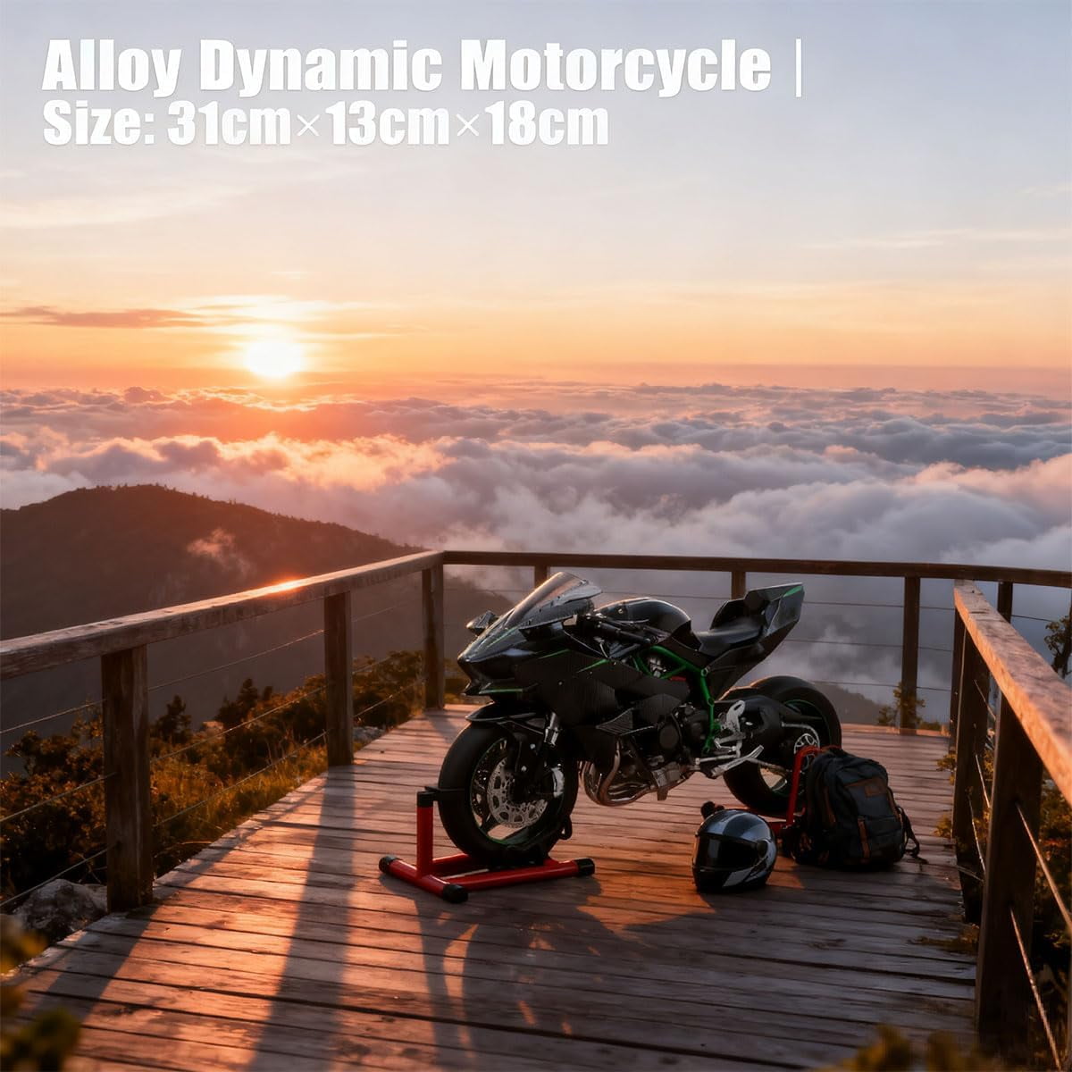 1/6 Scale Alloy Track Edition Dynamic RC Motorcycle Model, Realistic Simulation RC Dirt Bike with Ignition System, Smoke Spray, Light & Sound, Carbon Fiber Style Collectible