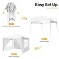 thumbnail image 4 of COBIZI 10x10 Pop up Canopy with Sidewalls Waterproof Outdoor Canopy Gazebo Anti-UV Instant Foldable Canopy Tent for Party with Carry Bag,White, 4 of 10