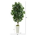 thumbnail image 2 of Nearly Natural 4.5ft Ficus Artificial Tree in White Planter in Green, 2 of 4