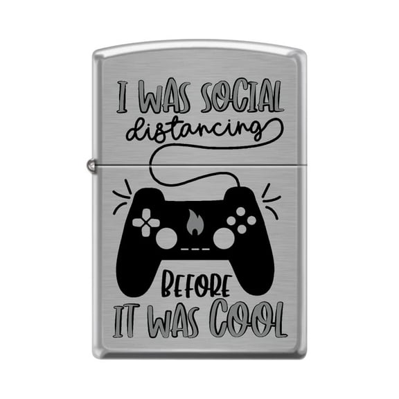 Zippo Lighter-Gaming Design Brushed Chrome Windproof Lighter #Z5414