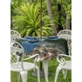 thumbnail image 3 of Outdoor Tablecloth with Umbrella Hole for Patio/Picnic/Party/Camping, Dark Green Ocean Waves Waterproof Table Cloth Round Cover Washable, Summer Beach Coastal Abstract (Dia 54"), 3 of 8