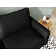 thumbnail image 3 of Koby Home's Collection Luca Modern Futon Sofa, Upholstered in Faux Leather with Track Arms, Cushion Back, and Wooden Legs, Living Room Furniture, Metallic Black Color, 3 of 4
