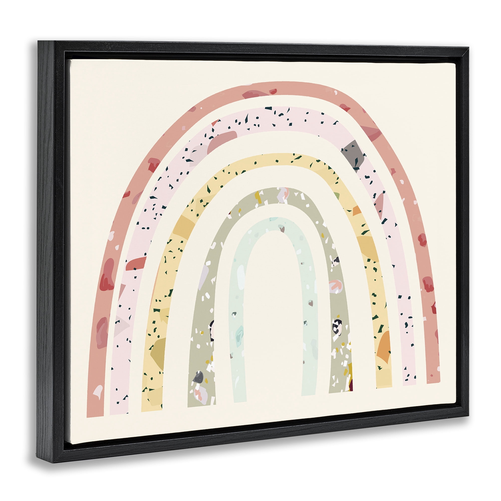 Stupell Industries Children's Abstract Pattern Rainbow Landscape Painting Black Floater Framed Canvas Art Print Wall Art, 31 x 25