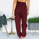 thumbnail image 4 of Pantalones largos de mujer Pantalones largos sueltos con cordones de cintura alta de color sólido informal de moda Pantalones largos Odeerbi ODB-2, 4 of 9