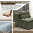 thumbnail image 4 of QuzyAor 80" Foldable Sleeper Sofa Chaise Lounge, Corduroy Floor Couch w/ Blanket & 3 Pillows, No Assembly Required, Green for Living Room, 4 of 10