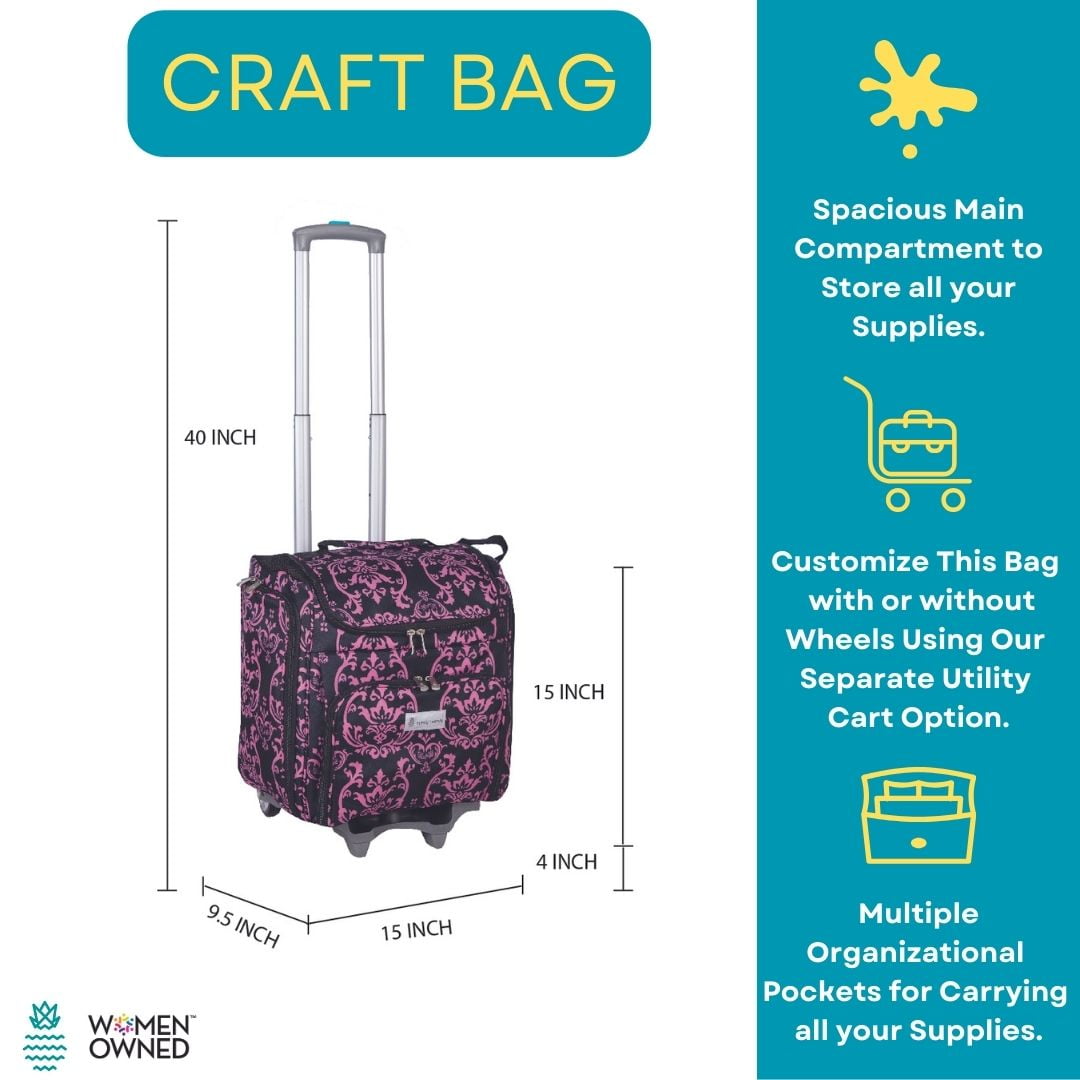 Handy Sandy Craft And Hobby Storage and Case Type, Pink ND- Storage Bag for Craft Supply, Sewing & Scrapbooking Carrier With Wheels