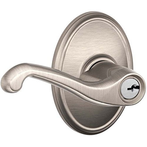 SCHLAGE F51A Flair with Wakefield Rose Keyed Entry Lock C Keyway with 16211 Latch 10063 Strike Satin Nickel Finish