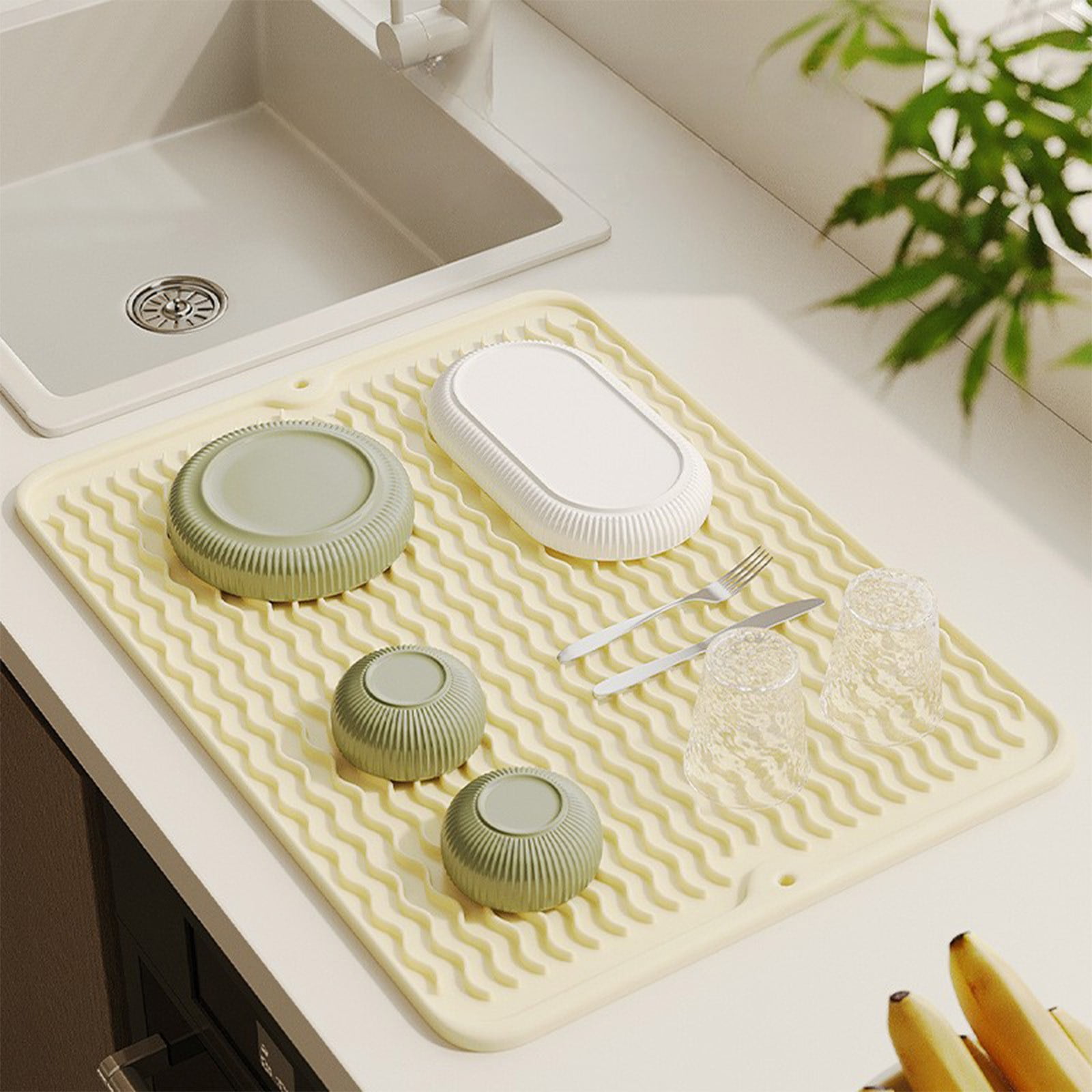 Lolmot Silicone Dish Drying Mat Non Slip Silicone Mat Easy Clean Drying Mat Large Heat Dish Drainer Mat for Kitchen Counter Sink Refrigerator Or Drawer Easy To Clean Walmart