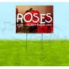 Roses For Valentines Day (18" x 24") Yard Sign, Includes Metal Step Stake