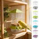 thumbnail image 1 of Comedero automático para pájaros: comedero transparente montado en la pared para aves pequeñas, resistente a la humedad y a los derrames, 7,28x3,15x3,15 pulgadas, gris/verde/azul/morado, 1 of 6