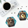 thumbnail image 4 of Honeii Hawaiian Swimming Lion print Leather Coaster Set of 4, ideal for safeguarding your furniture from drinks spills and effortless cleanup-Hexagon, 4 of 6