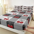 thumbnail image 3 of Homewish Kawaii Bowknot Cherry Twin Sheet Sets, Cartoon Buffalo Plaid Twin Fitted Sheet, Teens Kids Boys Girls Flat Sheet, Super Cozy Room Decor, 3pcs, 3 of 7