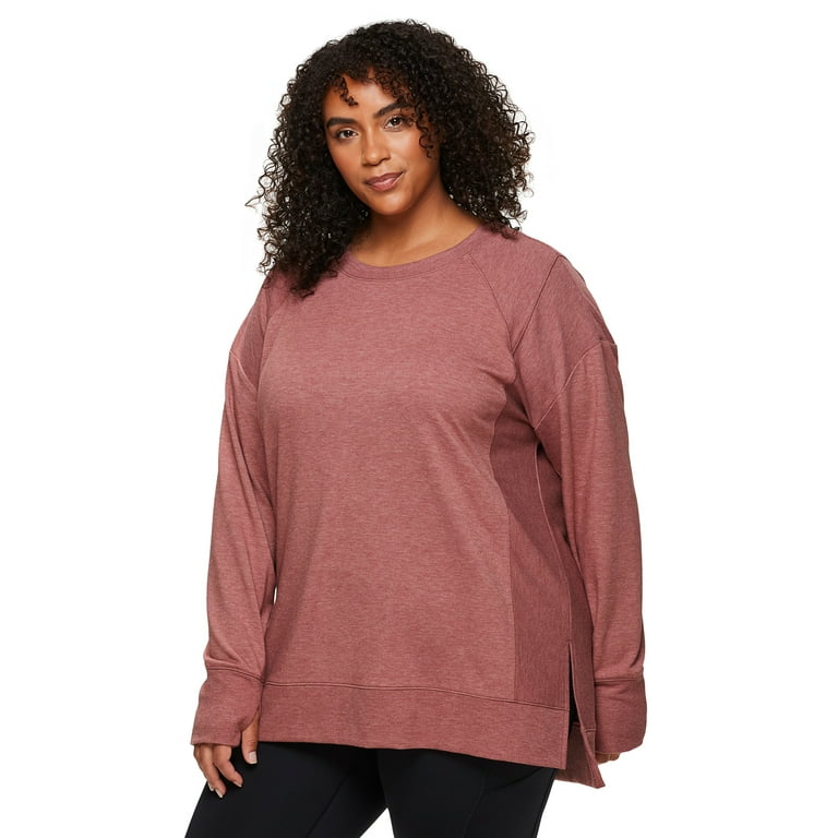 RBX Women's Active Plus Size 3X Short Sleeve Pink Sweatshirt