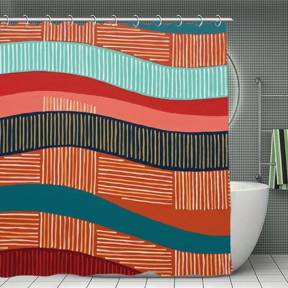 Boho Colorful Print Shower Curtain,Modern Fabric Waterproof Shower Curtain Set with Hooks 70.8×70.8Inch (180×180cm)