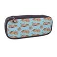 thumbnail image 2 of Picia Turtles And Corals Pattern Large Capacity PU Leather Pencil Case Organizer Pen Marker Holder Double Zipper Storage Bag Big Pencil Pouch for College Office, 2 of 6