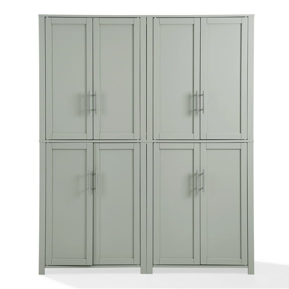Crosley Furniture Savannah Transitional Tall Wood Pantry in Gray (Set of 2)