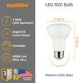 thumbnail image 3 of Sunlite LED 90 CRI R20 Recessed Light Bulb, 8 Watts (50W Equivalent), Medium E26 Base, Dimmable,UL Listed, 4000K Cool White, 6-Pack, 3 of 4