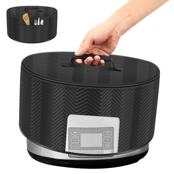 Slow Cooker Cover Oilproof Aluminum Foil Lining Appliance Dust Cover with Pocket and See Through Window for 6 7 8L Slow Cooker