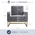thumbnail image 2 of BELLEZE Modern Accent Chair Oversized Armchair Upholstered Velvet Chair with Anti-fingerprint Stainless Steel Base Comfy Chairs for Living Room, Bedroom - Karat (Grey), 2 of 7