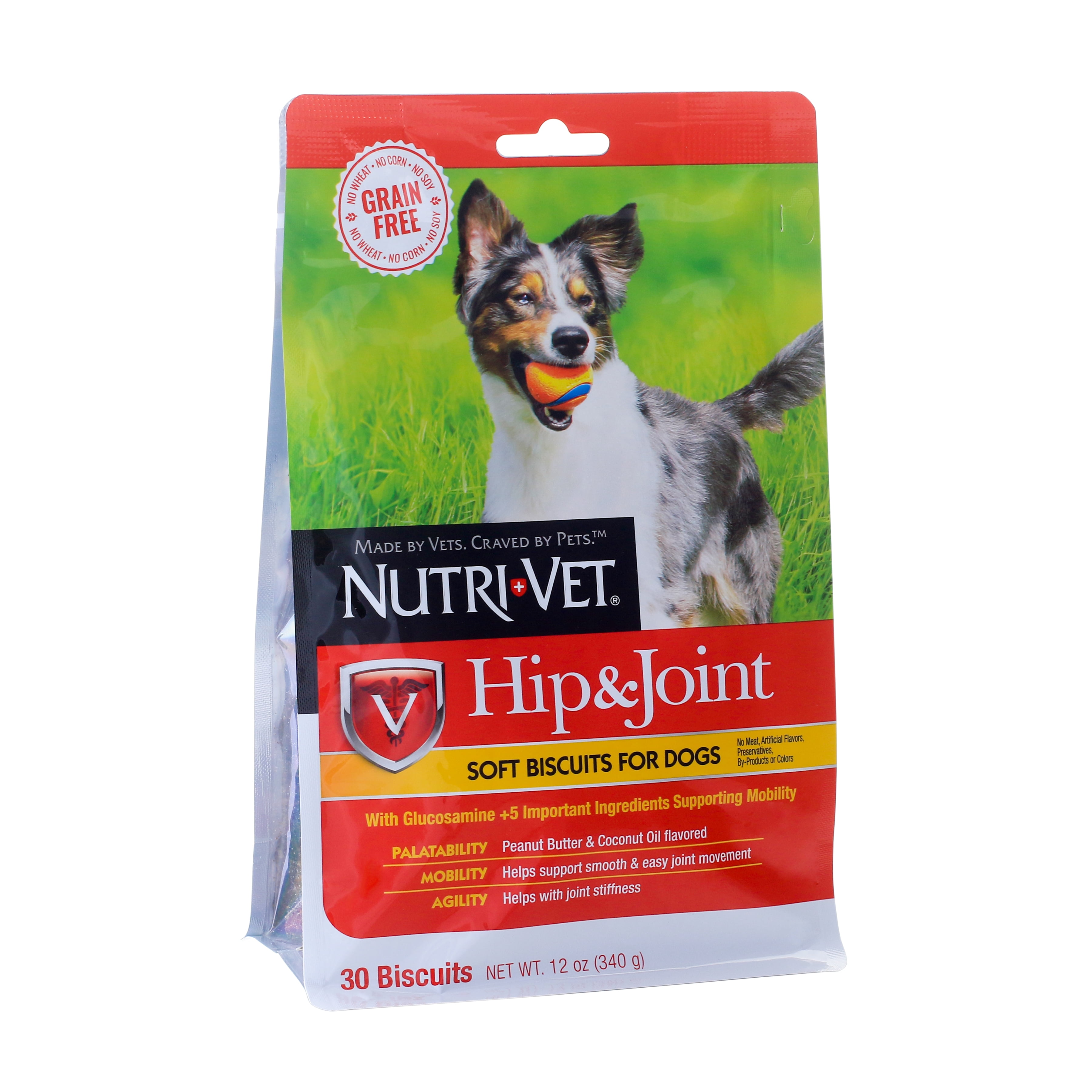 Nutri-Vet GRAIN FREE Hip & Joint Soft Biscuits for Dogs 30ct - 250 mg ...