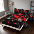 thumbnail image 2 of Manfei Boys Sports Bed Sheets, Football Gamer Full Size Sheets, White Red Black 4-Piece(1 Flat Sheet, 1 Fitted Sheet and 2 Pillowcases), 2 of 6