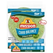 Mission Carb Balance 8" Spinach Herb Tortilla Wraps Low Carb, Keto Friendly 8 Count - 2 Packs
