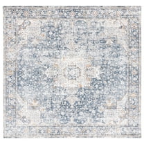 SAFAVIEH Moondust Dani Oriental Polyester Area Rug, Ivory/Blue, 6' x 6' Square