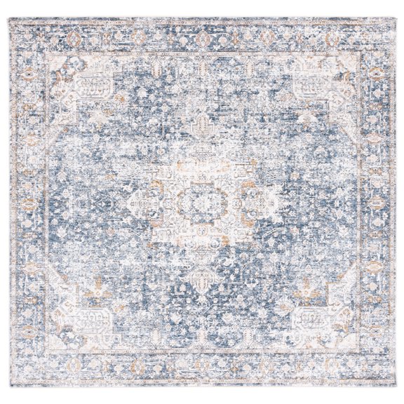SAFAVIEH Moondust Dani Oriental Polyester Area Rug, Ivory/Blue, 6' x 6' Square