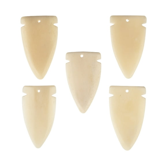 John Bead 59x33mm Beige Natural Bone Arrow Head Pendants, 5pcs