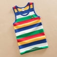 thumbnail image 2 of XUELUO Kids Boys Athletic Shirts Summer Rainbow Striped Print Crew Neck Sleeveless Tank Tops Comfortable Casual Tee Shirts Streetwear,Multicolor,5-6 Years, 2 of 4